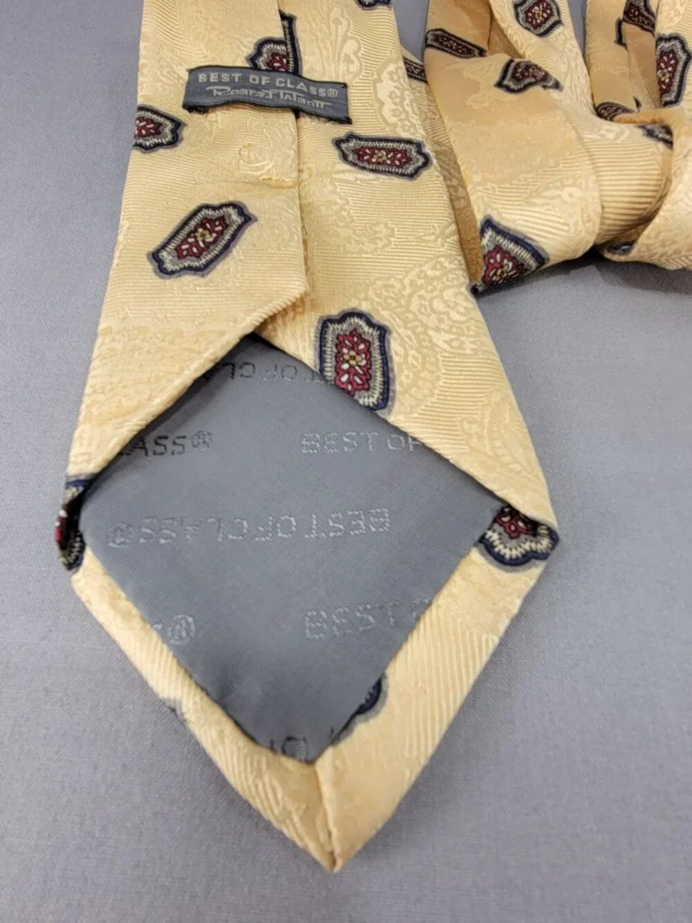 Vtg Robert Talbott Best of Class Silk Necktie Tie Mens Yellow Red Geometric USA
